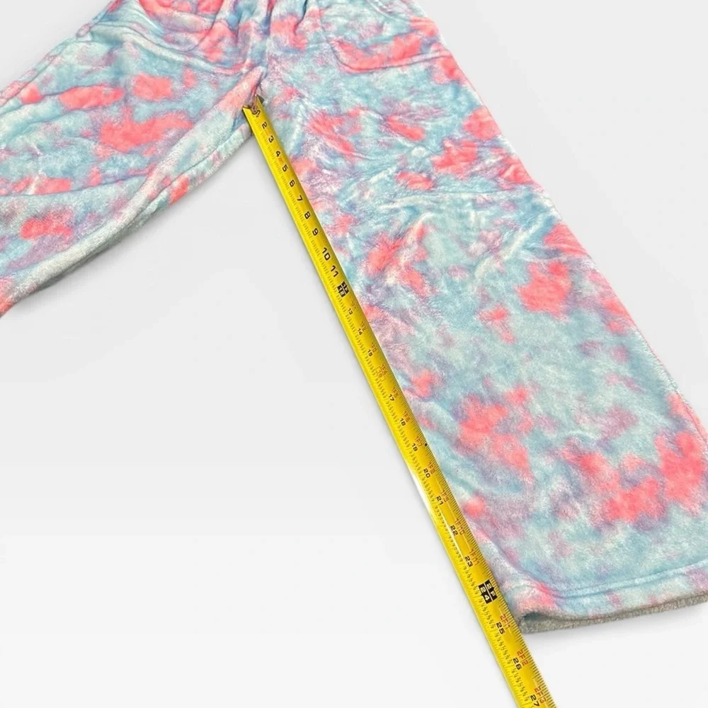 iscream Girls Plush Pink and Blue tie dye Pajama Pants